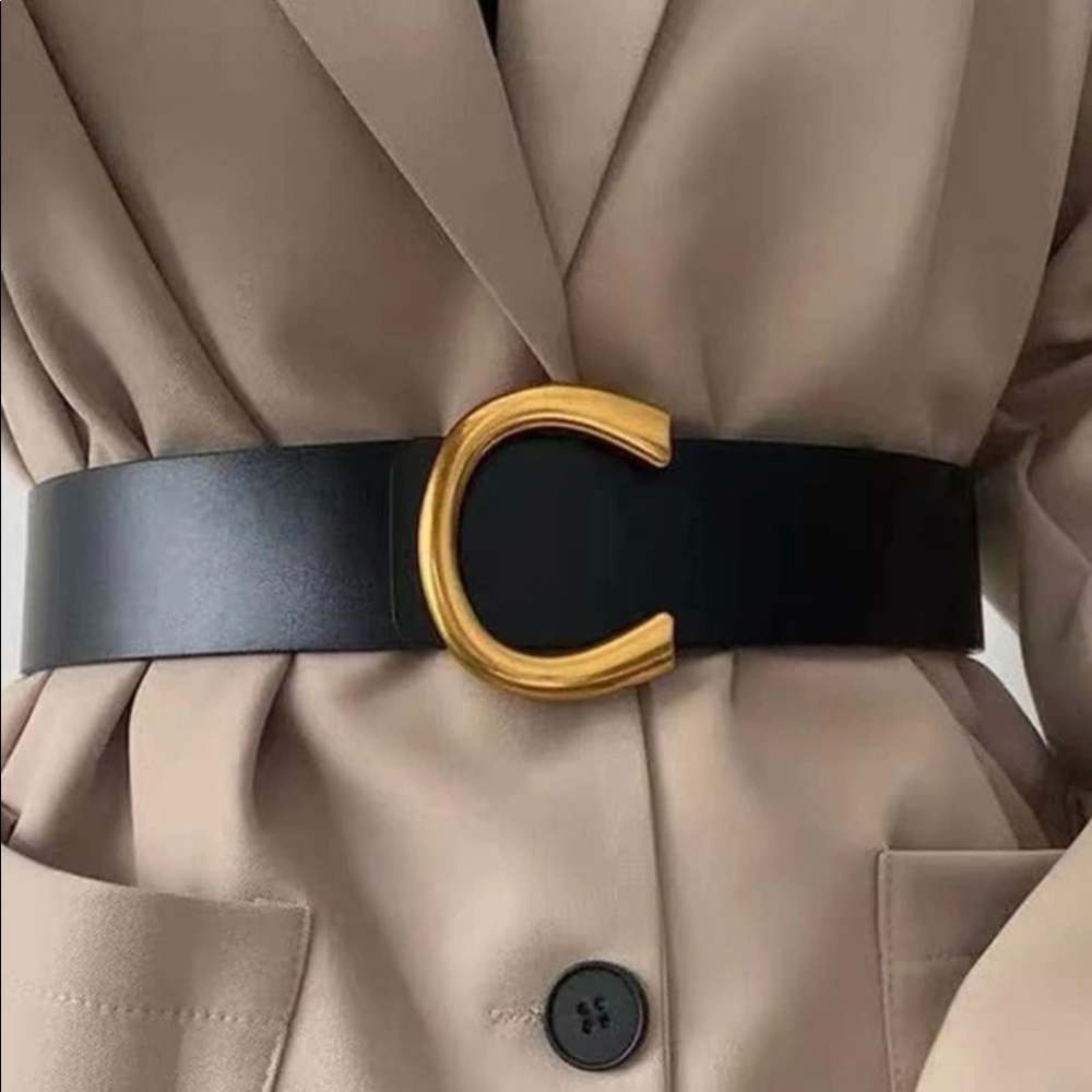 Designer leather belt